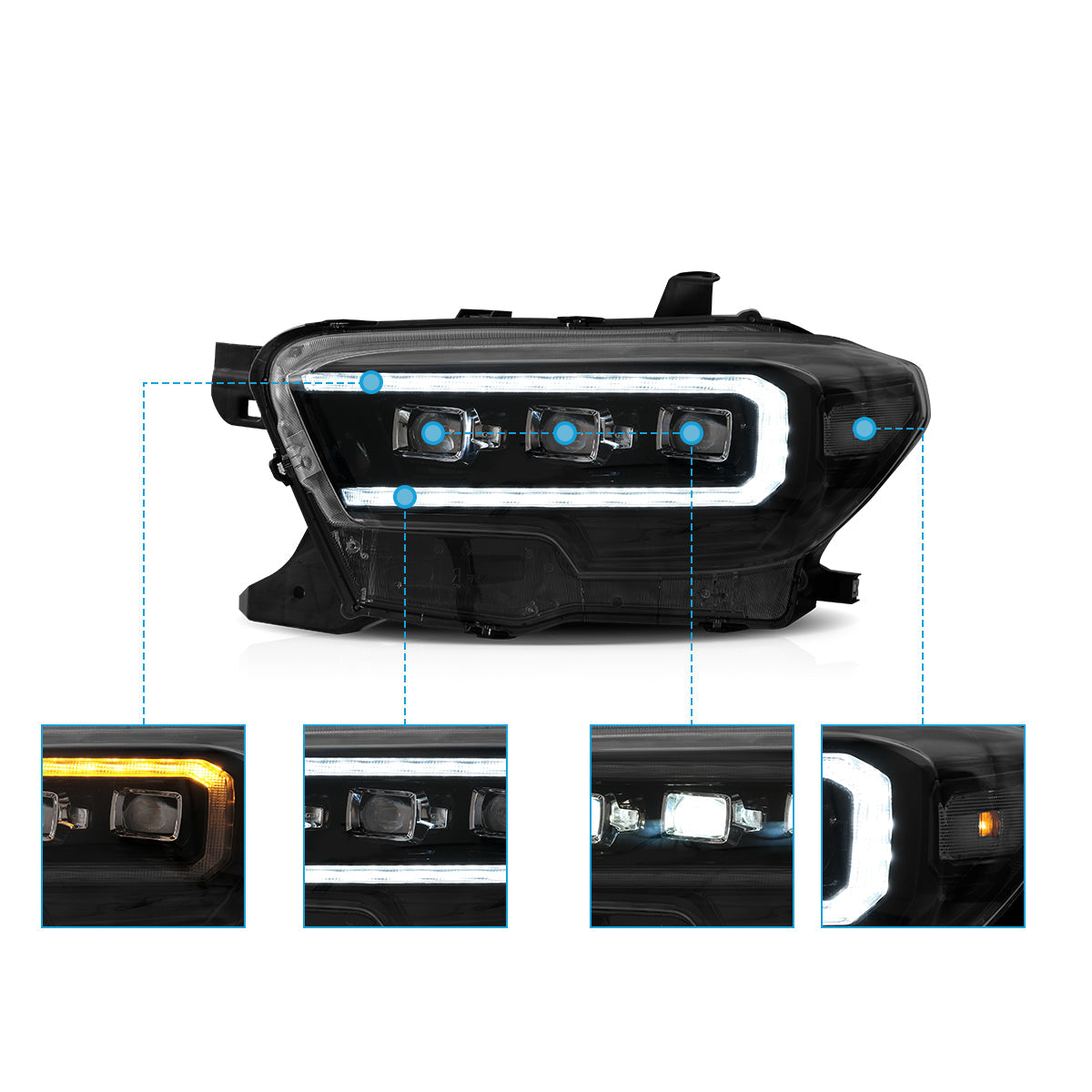 LED Matrix Projector Headlights for Toyota Tacoma 2016–2023