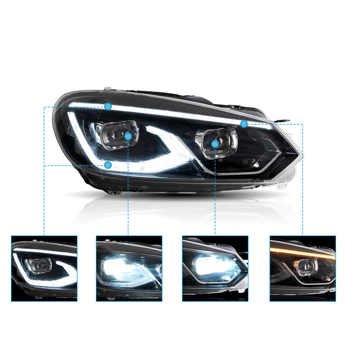 LED Headlights for Volkswagen Golf 6 MK6 2009–2014