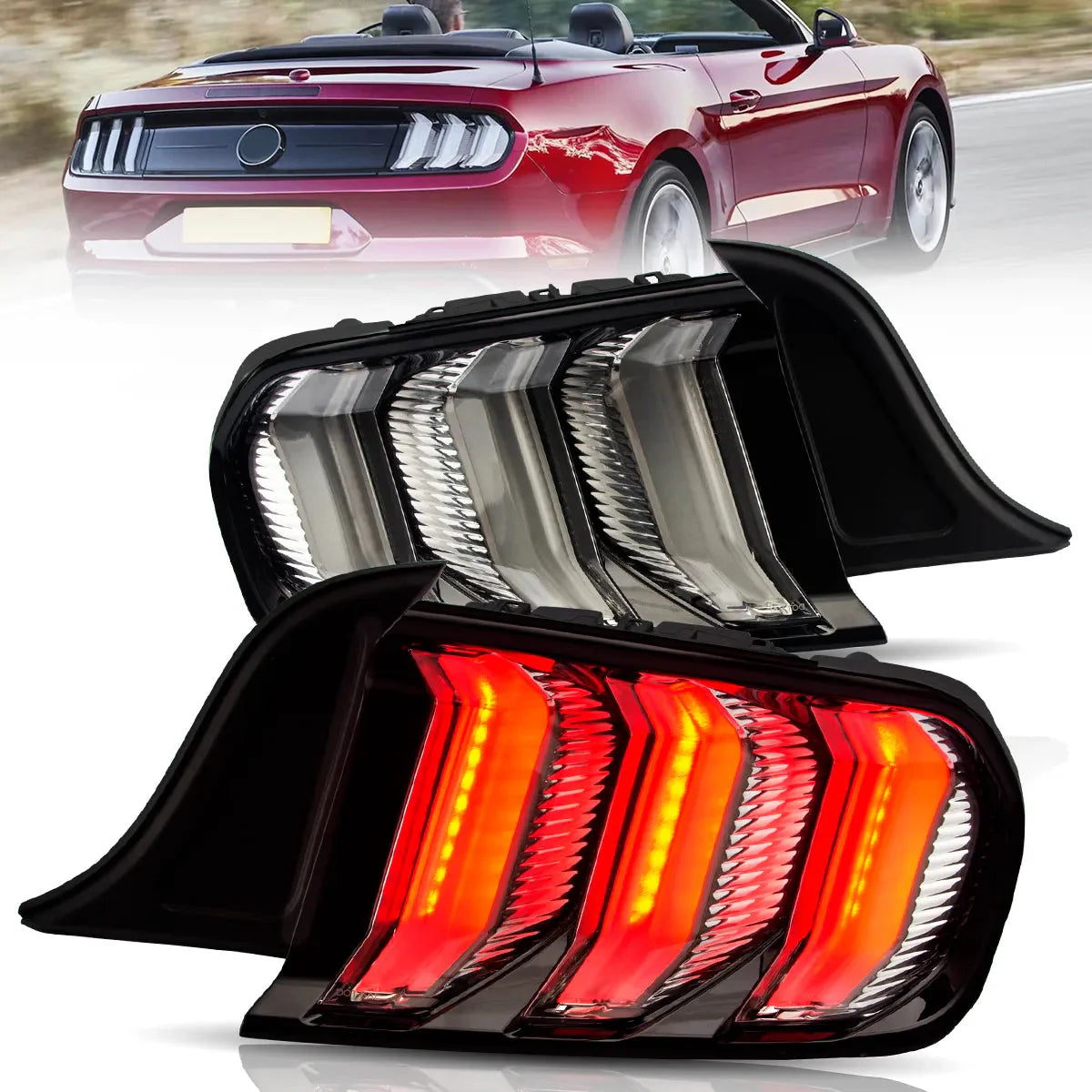 LED Tail Lights for Ford Mustang 2015–2023 S550 with 5 models Turn Signal