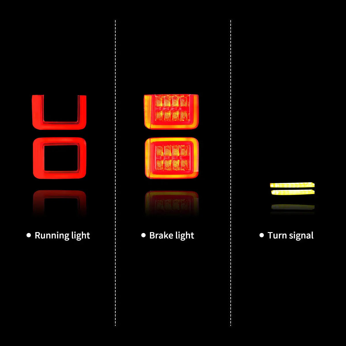 Block Style LED Tail Lights for Ford Ranger T6/P375 2012–2022