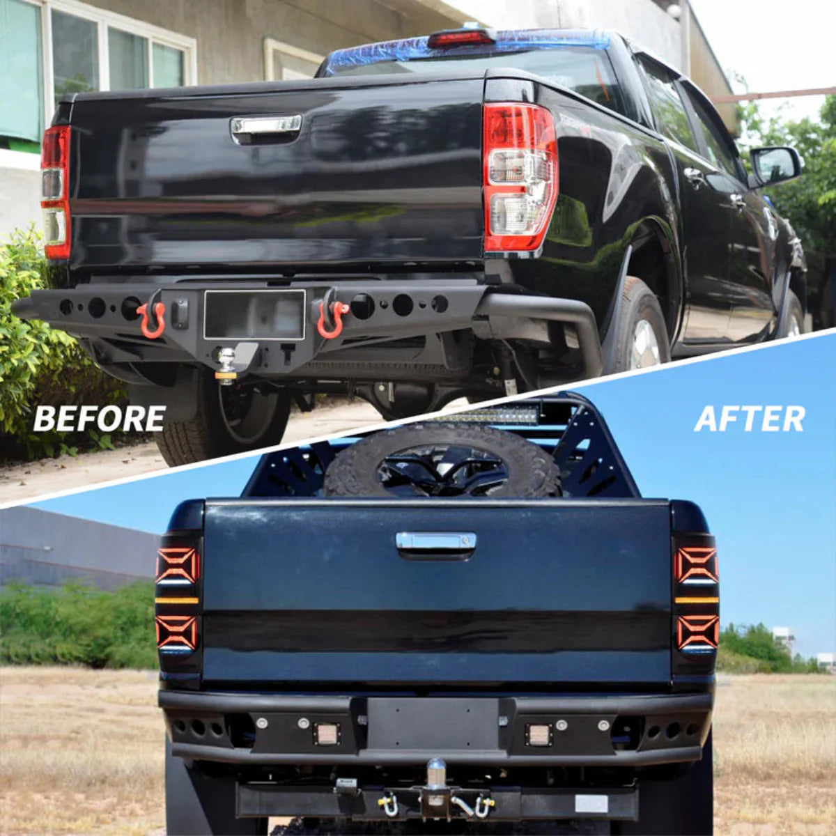X-Shape Style LED Tail Lights for Ford Ranger T6/P375 2012–2022