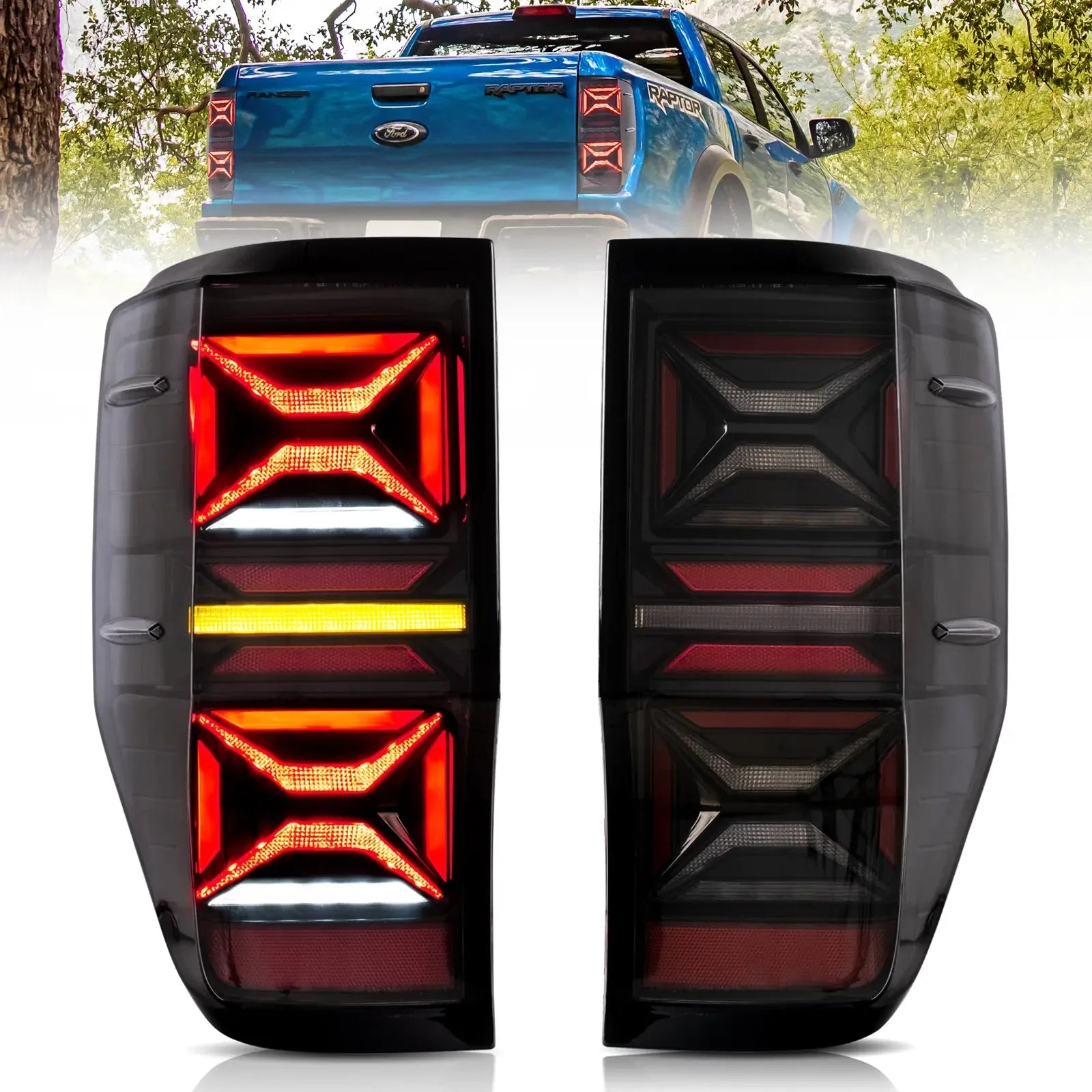 X-Shape Style LED Tail Lights for Ford Ranger T6/P375 2012–2022
