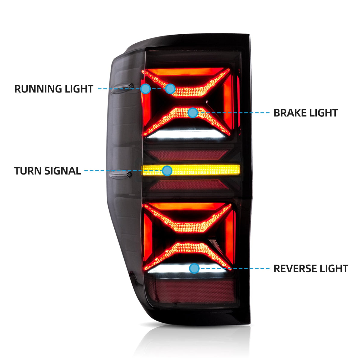 X-Shape Style LED Tail Lights for Ford Ranger T6/P375 2012–2022