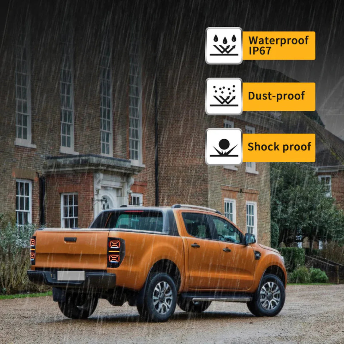 X-Shape Style LED Tail Lights for Ford Ranger T6/P375 2012–2022