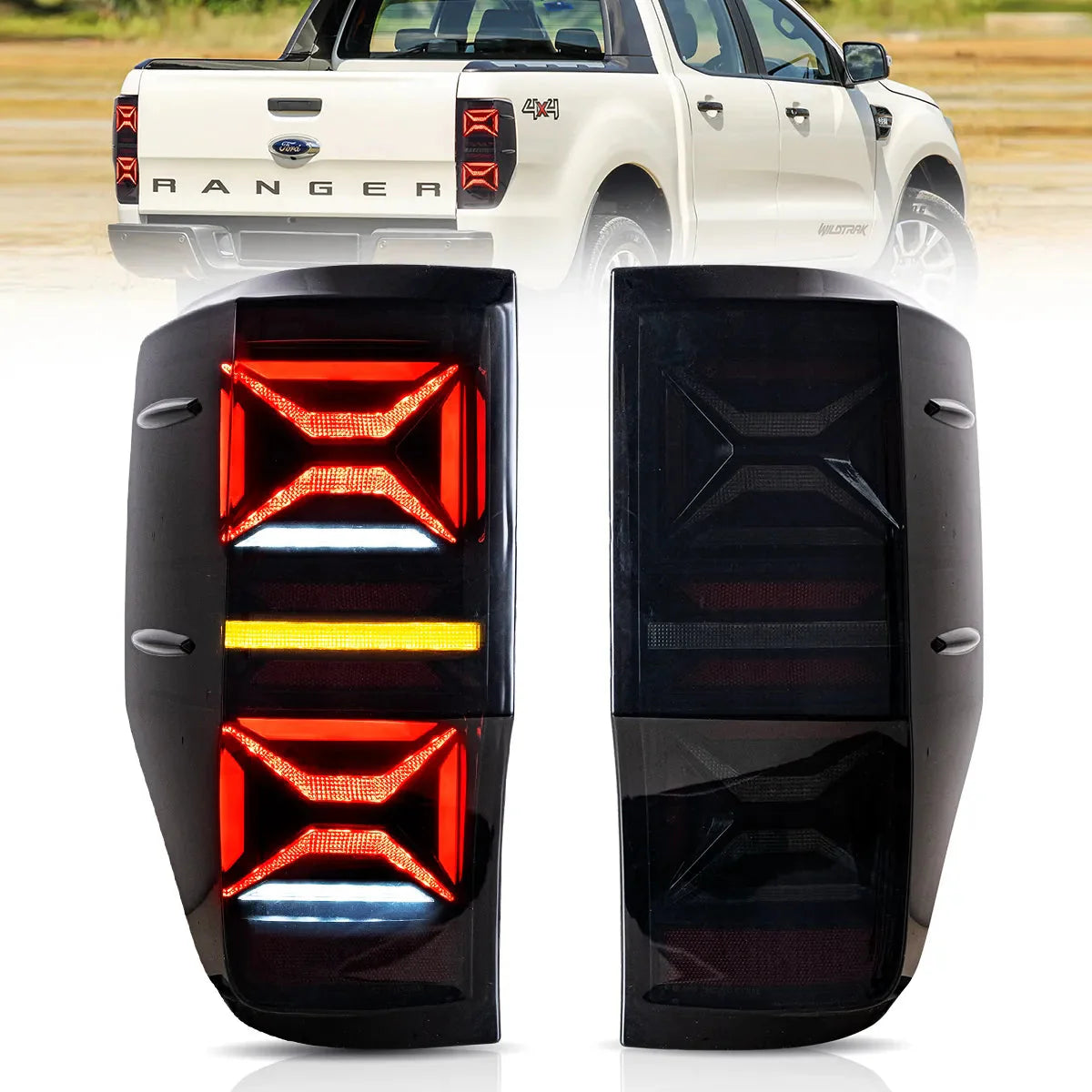 X-Shape Style LED Tail Lights for Ford Ranger T6/P375 2012–2022 (Clearance)