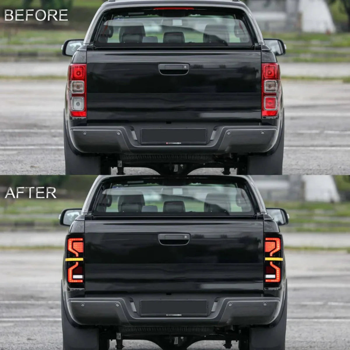 S-Shape Style LED Tail Lights for Ford Ranger T6/P375 2012–2022