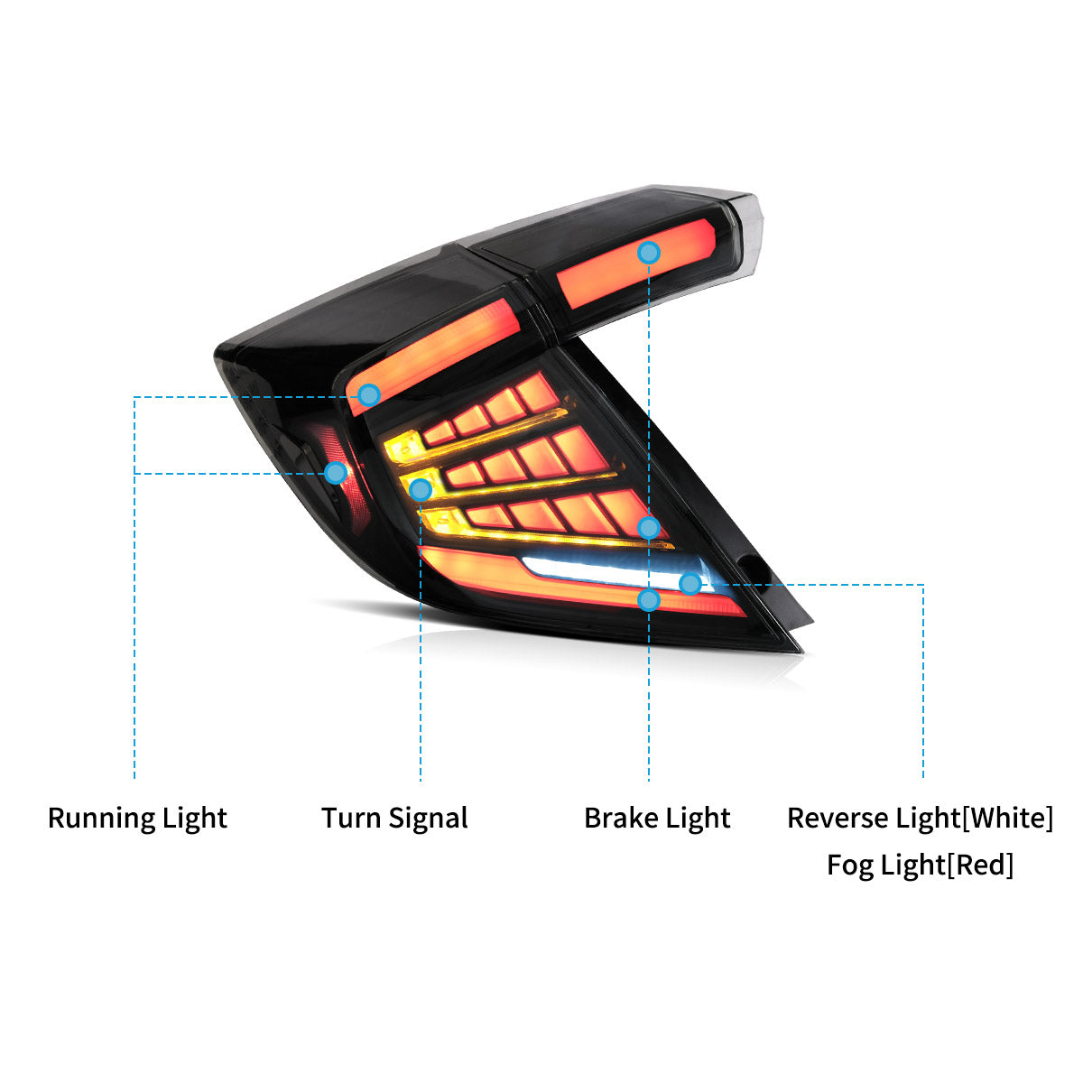 Honda Civic LED Tail Lights with start-up animation 2018–2021