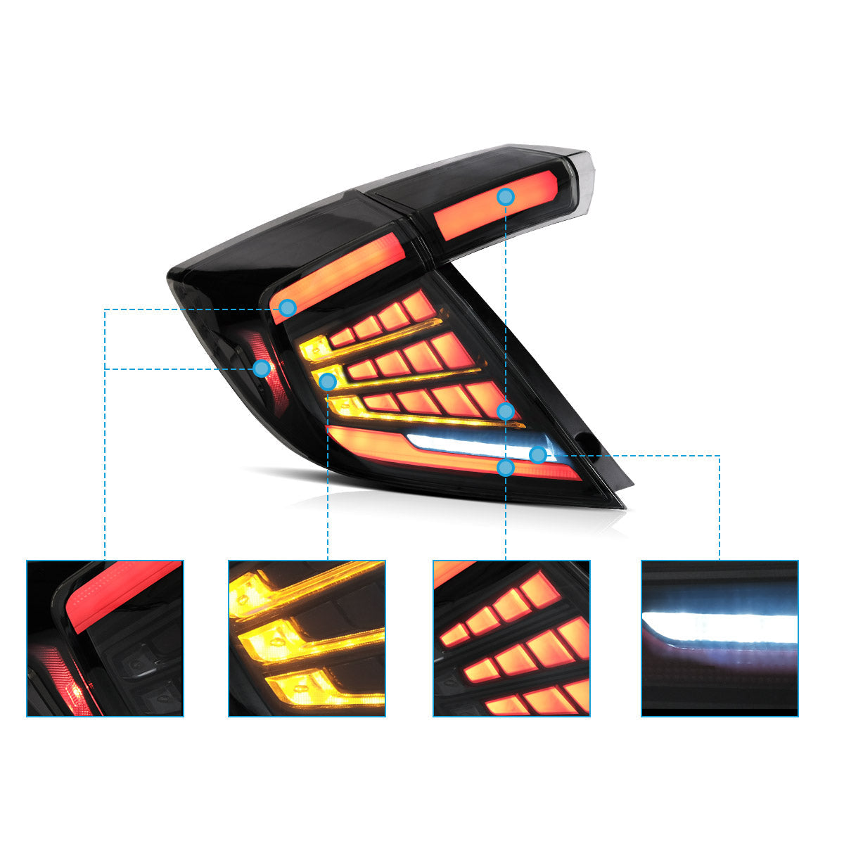 Honda Civic LED Tail Lights with start-up animation 2018–2021