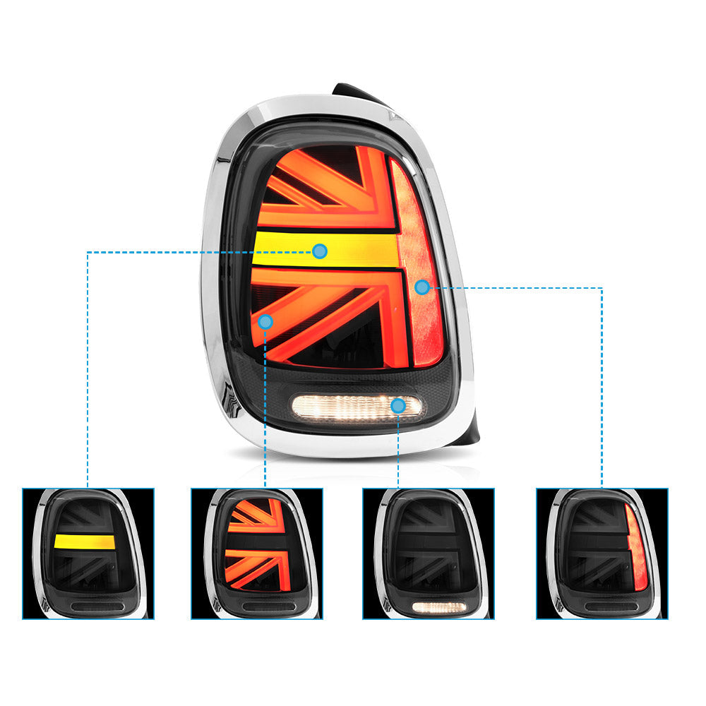 Mini Cooper Hatch F55 F56 F57 Smoked With Chrome 2014–2019