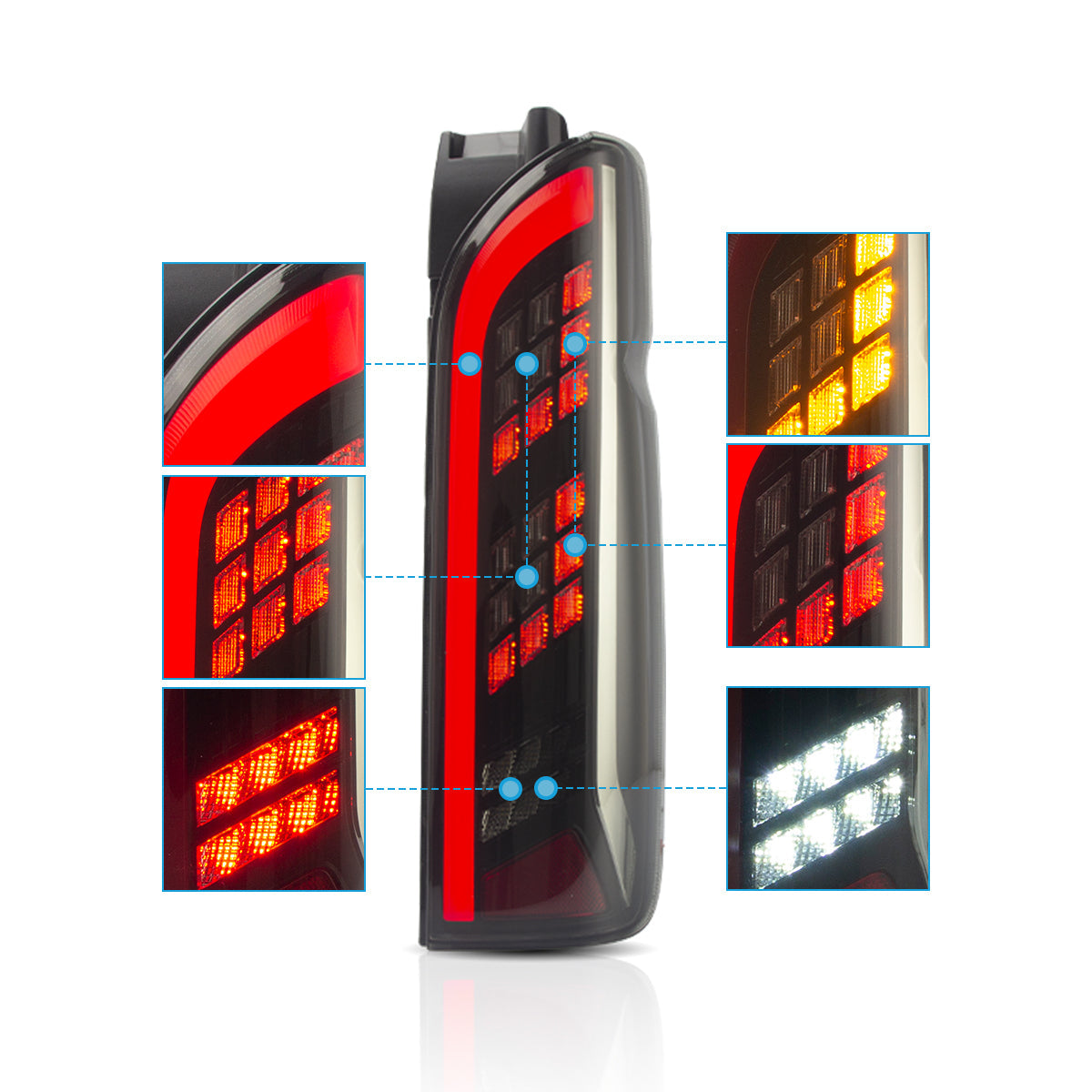 LED Tail Lights for Toyota Hiace 2005–2019 with Sequential Turn Signal