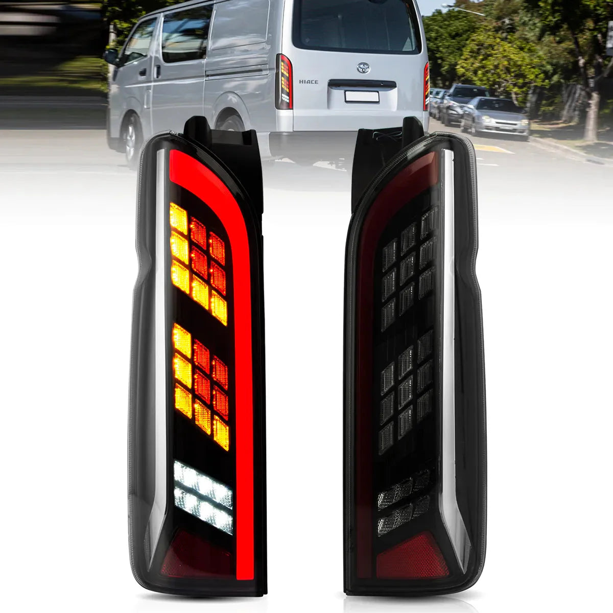 LED Tail Lights for Toyota Hiace 2005–2019 with Sequential Turn Signal