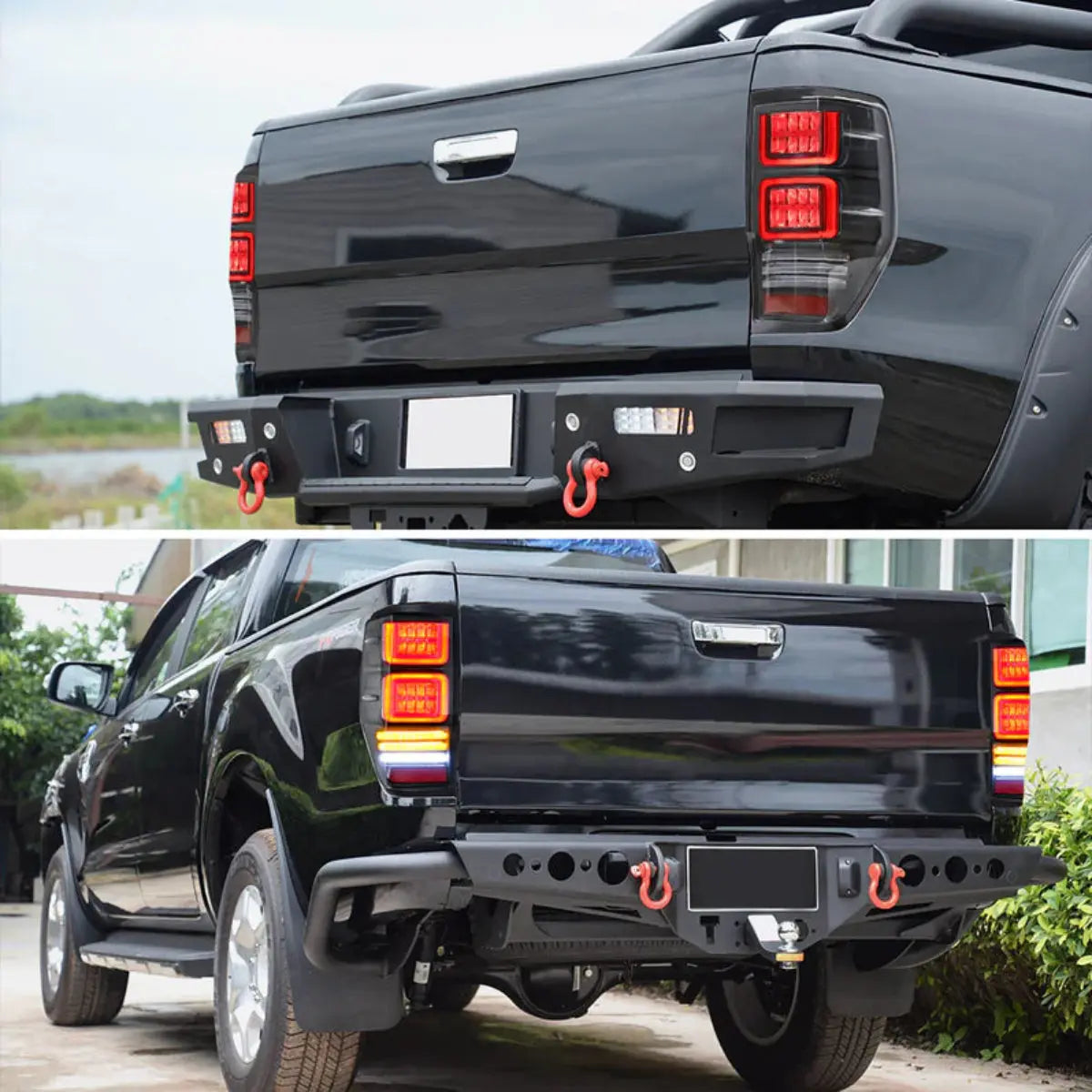 Block Style LED Tail Lights for Ford Ranger T6/P375 2012–2022
