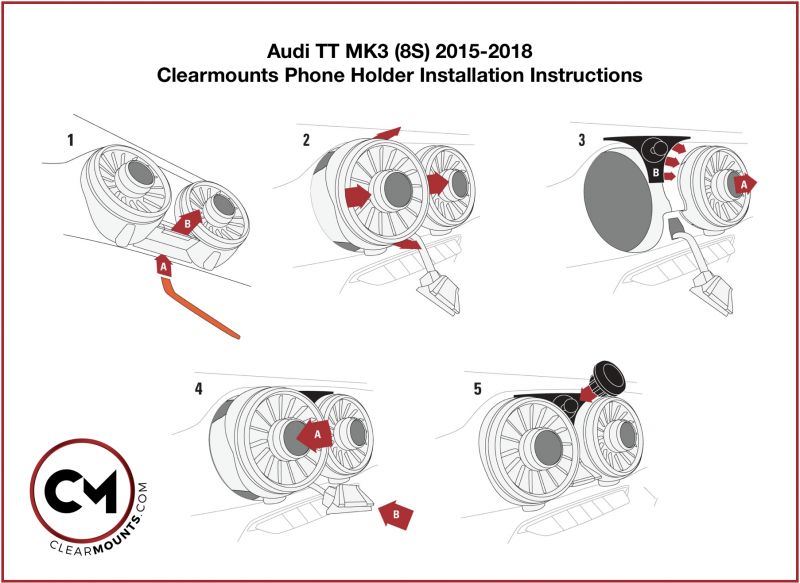 Clearmounts Swivel Magnetic & Cradle Holder Audi TT (MK3)