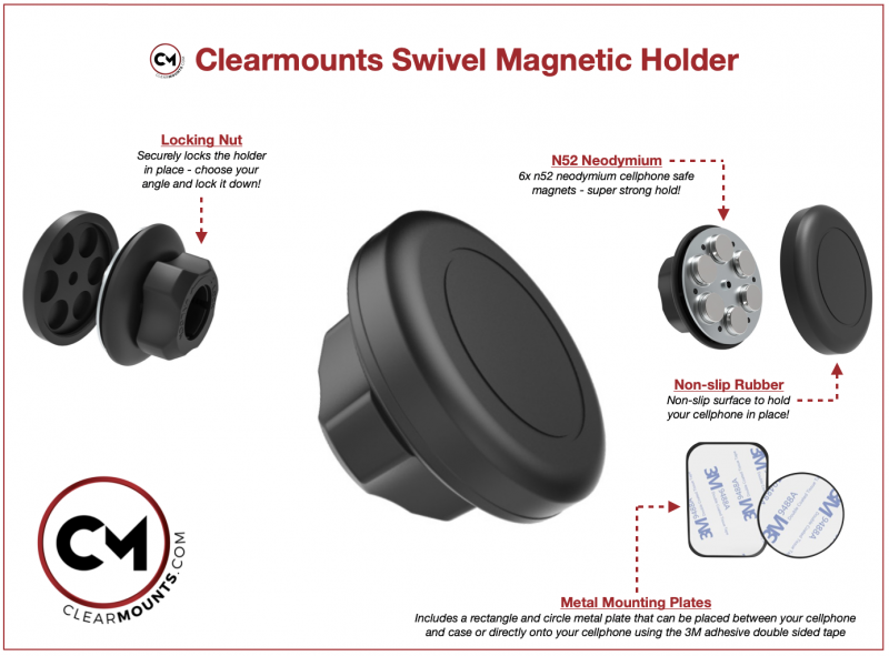 Clearmounts Universal Adhesive Swivel Mounts