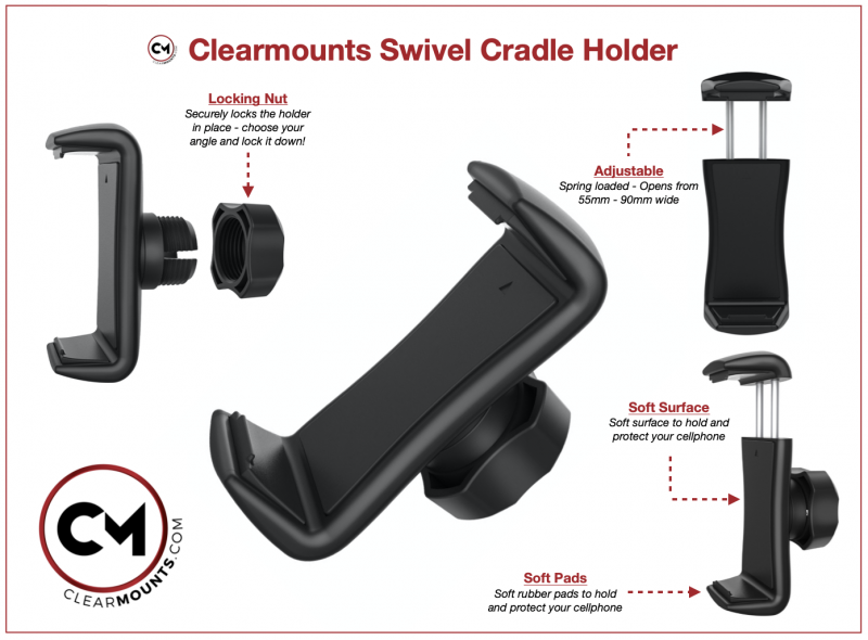 Clearmounts Universal Adhesive Swivel Mounts