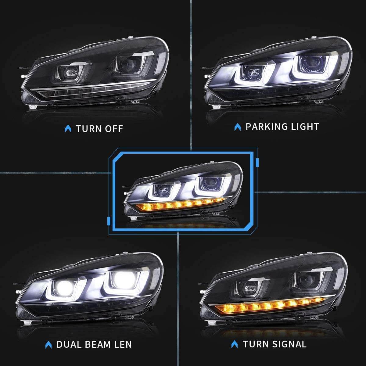 VW MK7R STYLE HEADLIGHTS (GOLF MK6)